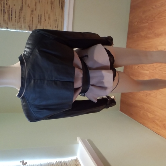 BCBGMaxAzaria Tucker Leather And Cotton Belted Jacket Size L - Picture 4 of 8